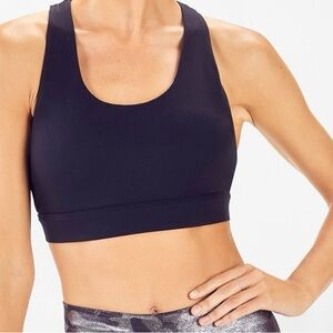 Fabletics NWOT Boost Medium Impact Sports Bra Black/Petal/Shadow size large